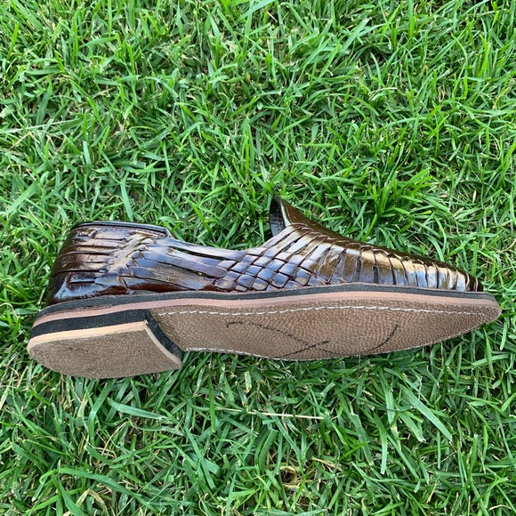 Men's Closed Toe Sandal MOCCASIN HUARACHES LEATHER HAND MADE BROWN - Picture 5 of 6